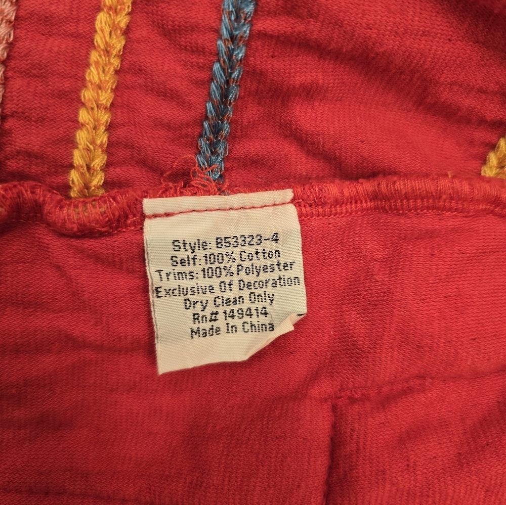Johnny Was Jemima Hoodie in red with colorful floral embroidery Size S - Picture 8 of 8